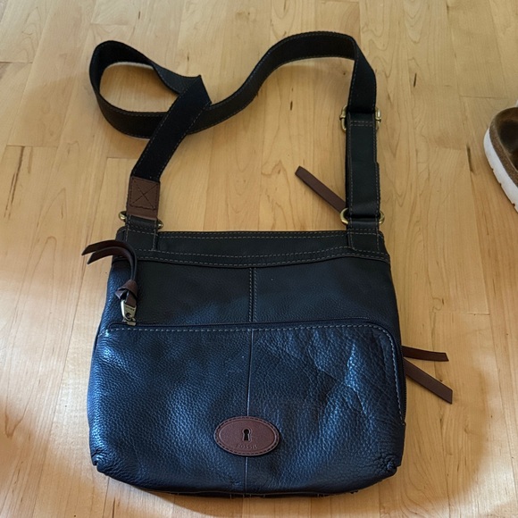 Fossil Black Leather Messenger Bag - Picture 2 of 4